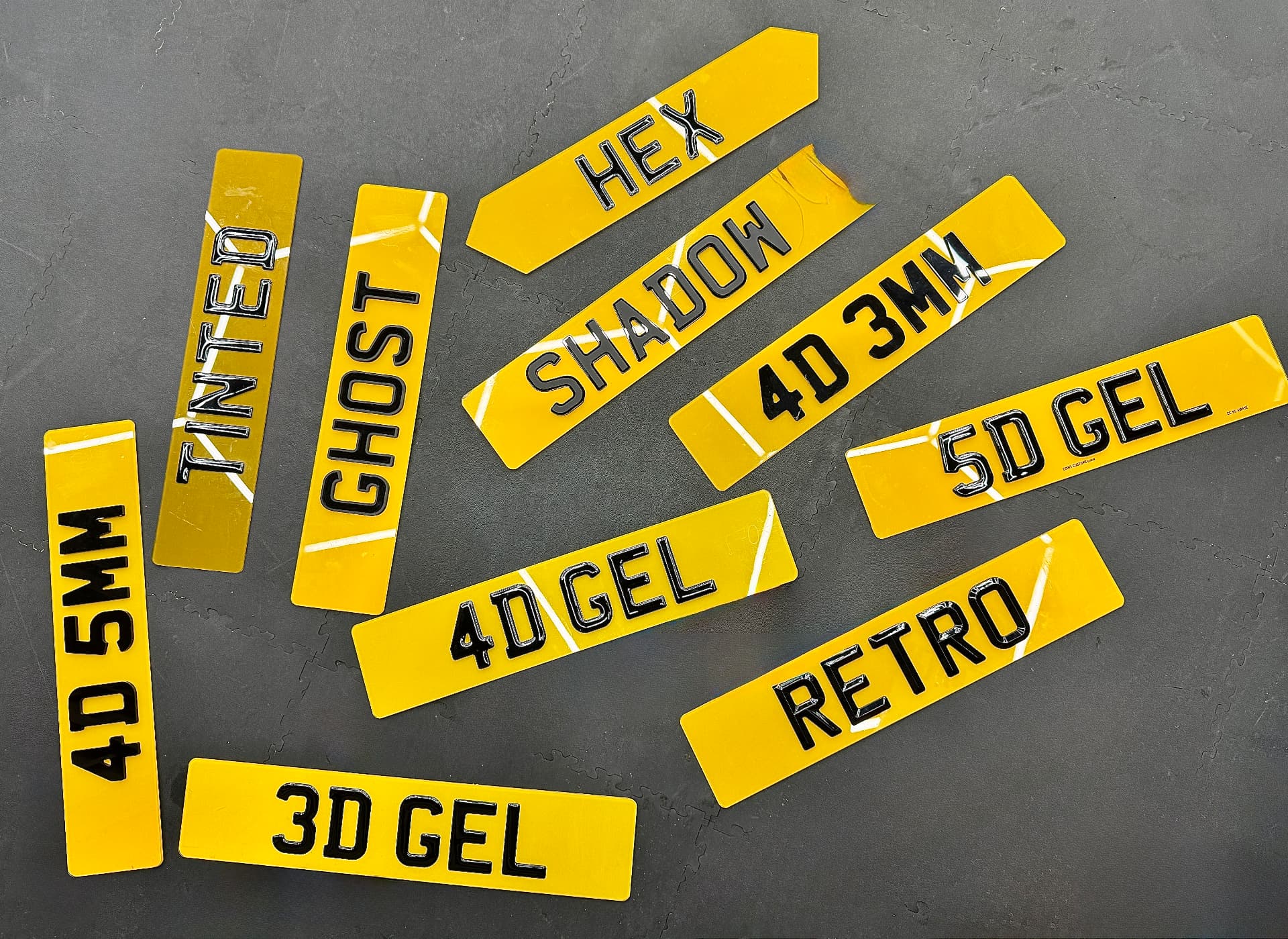 Range of custom number plate styles by Coins Customs