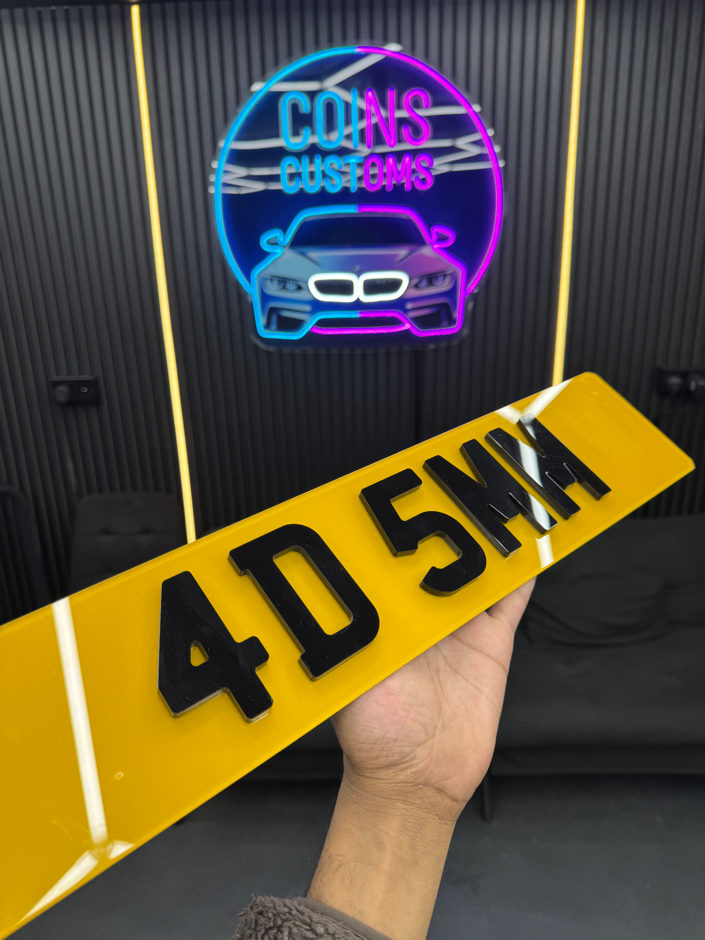 4D 5MM custom number plate by Coins Customs